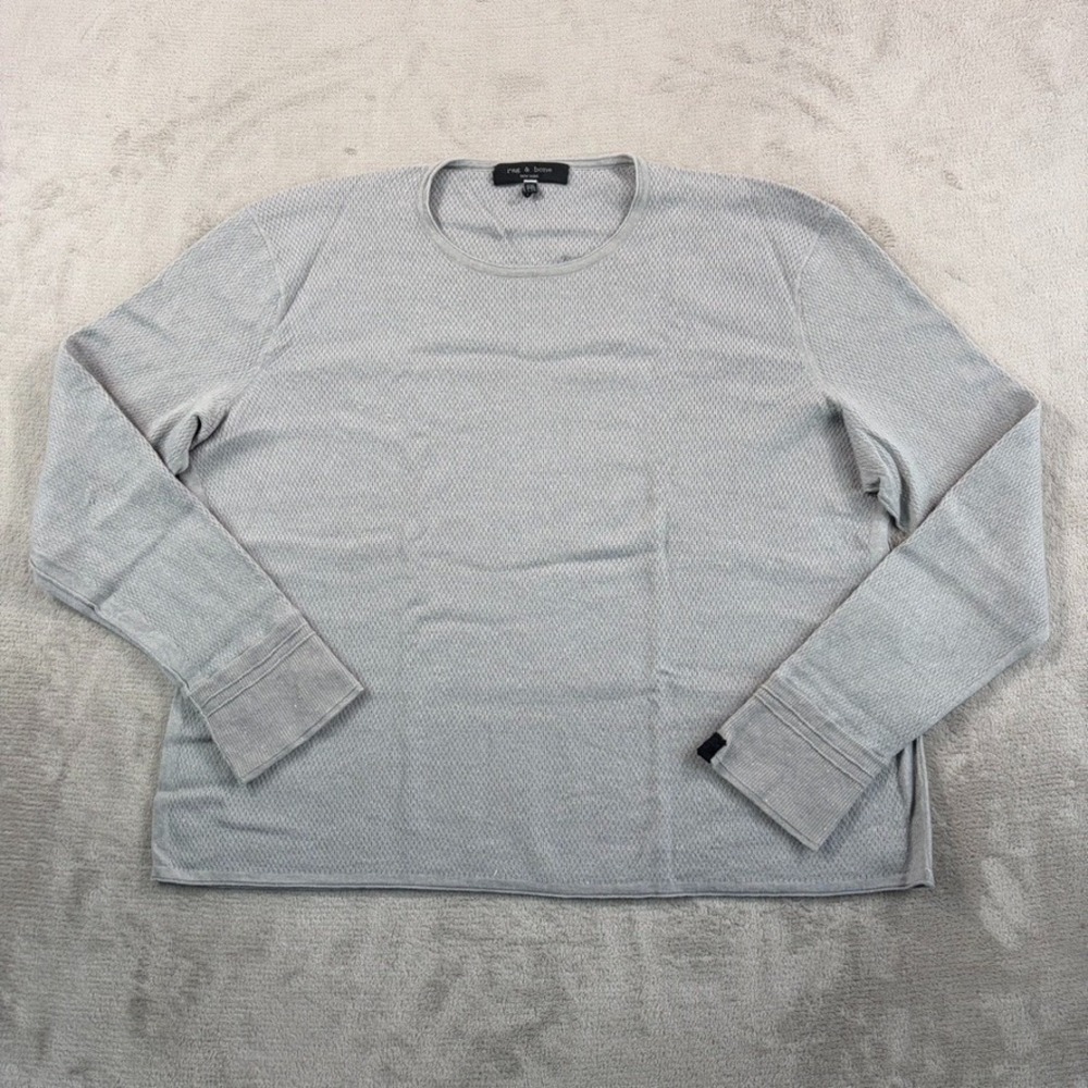 RAG & BONE Waffle Knit Thermal Shirt Men‎ 2XL Short Grey Merino Wool Blend NWOT